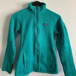 Heather Teal Patagonia Zip Down Sweater